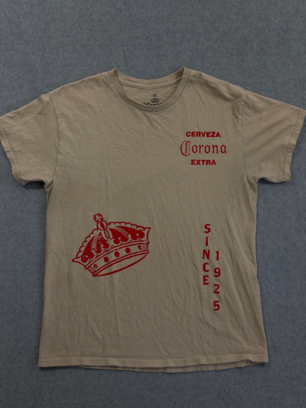 Corona Extra Beer Tan Graphic Tee Size M